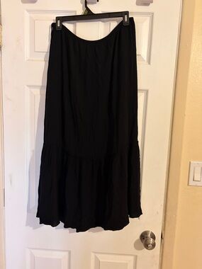 Black Tiered Maxi Skirt - Women's Flowing A-Line Skirt